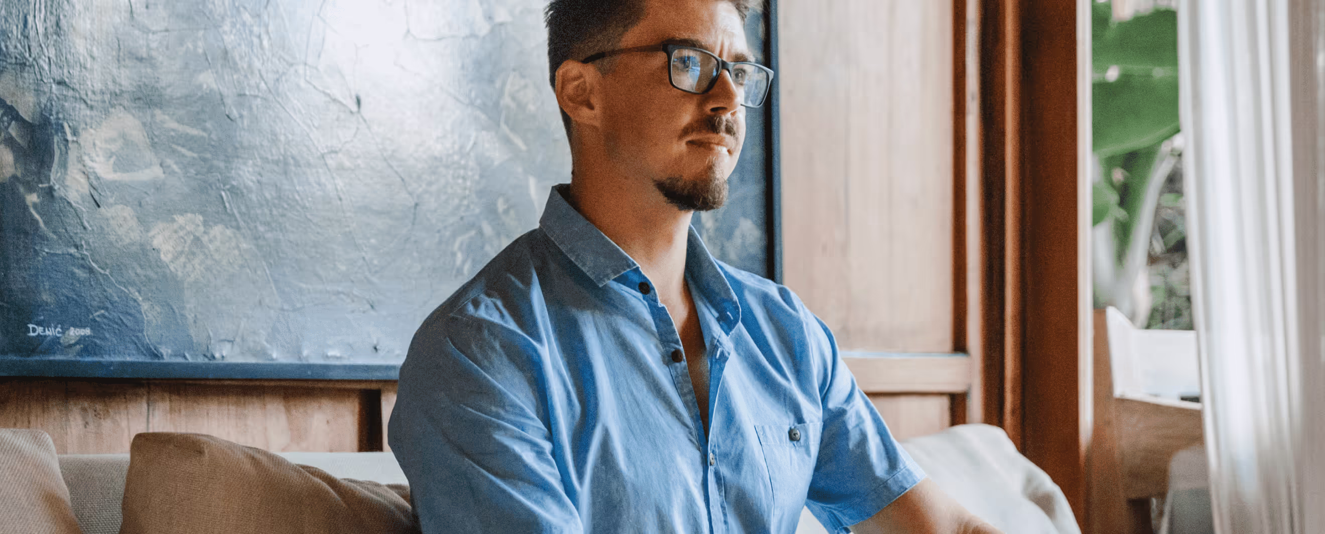 Jonny Milles on sofa